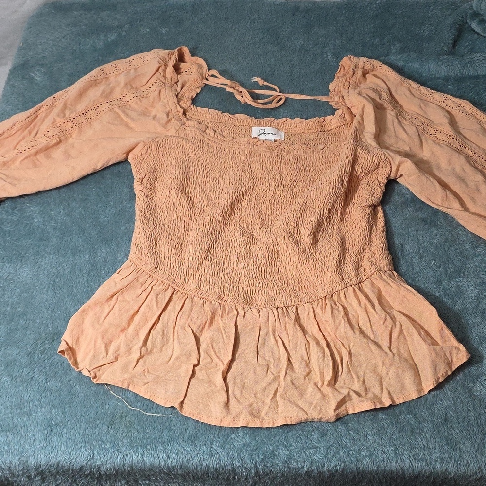 Peach Smocked Blouse
